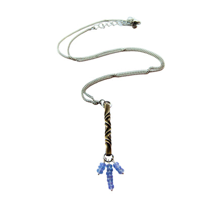 Tanzanite and bronze pendant - 8th anniversary gift for her- elegant architectural jewelry - bronze jewelry set
