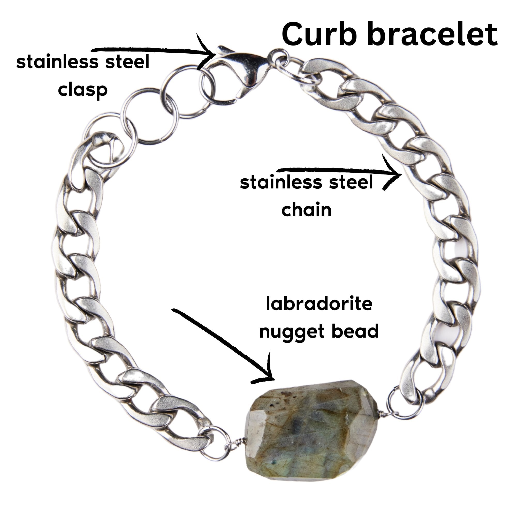 Chain Labradorite Bracelet - Steel Toe Studios