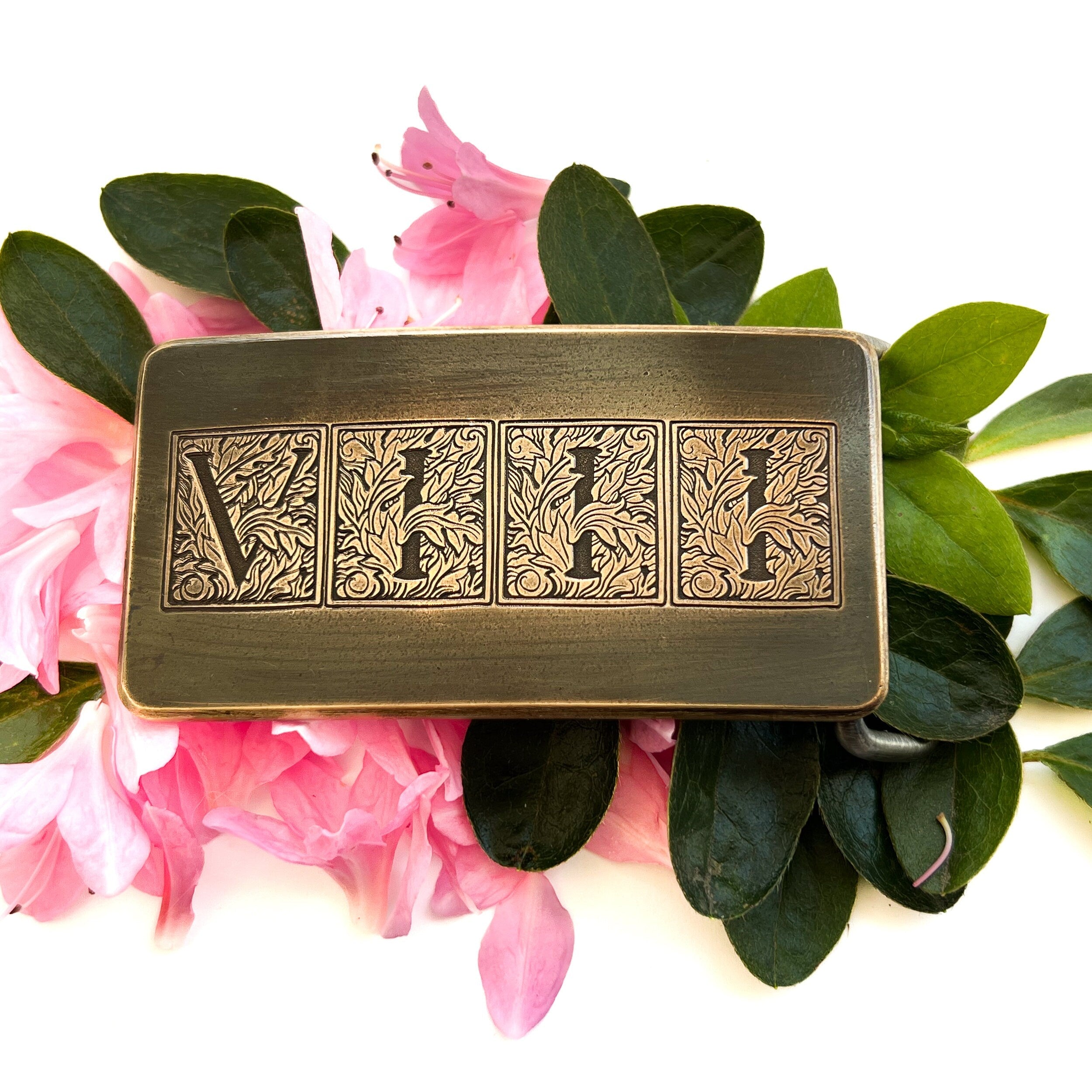 Flora Roman Numeral 8 Bronze Belt Buckle - Steel Toe Studios
