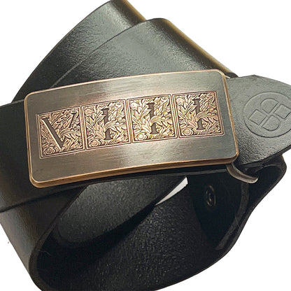 Flora Roman Numeral 8 Bronze Belt Buckle - Steel Toe Studios