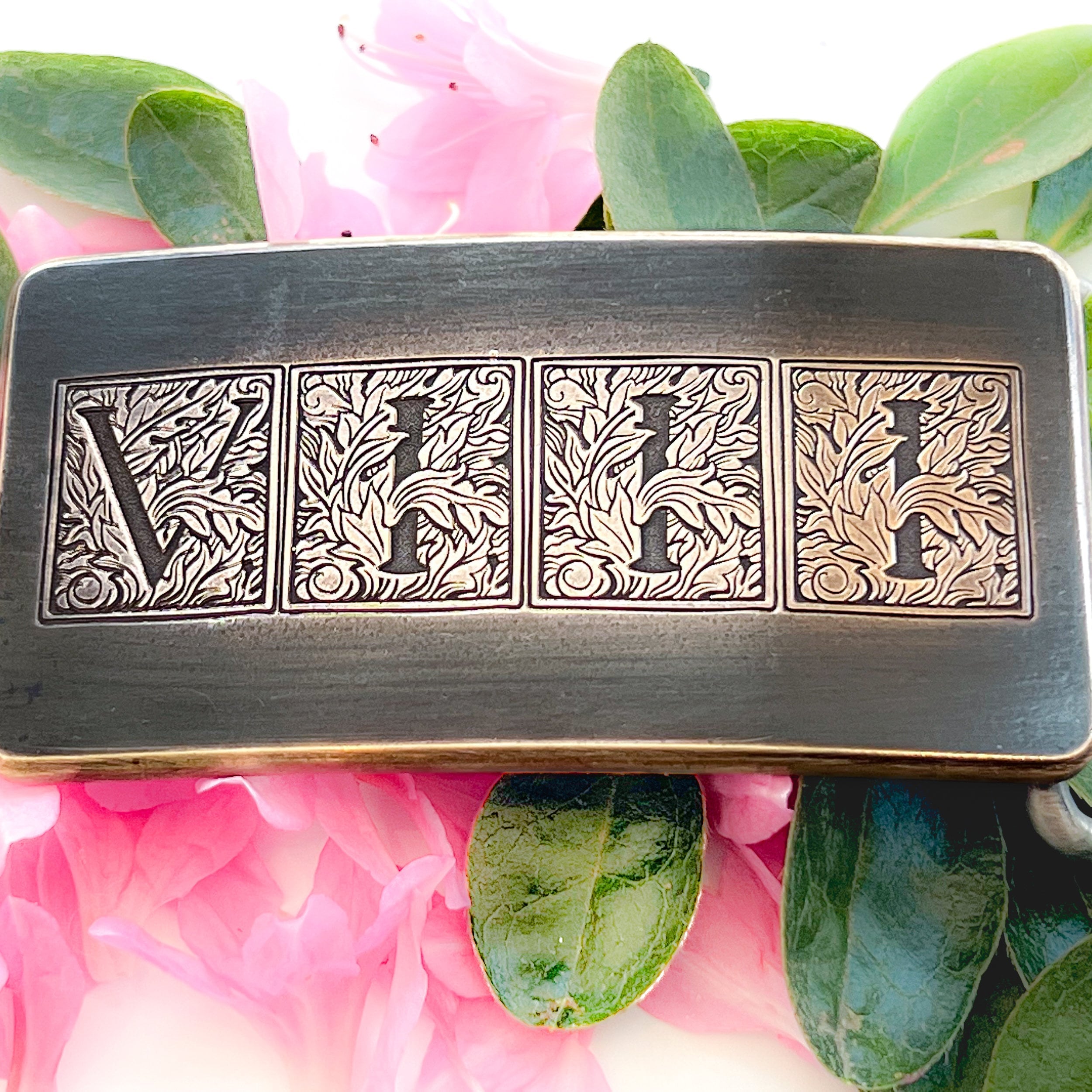 Flora Roman Numeral 8 Bronze Belt Buckle - Steel Toe Studios