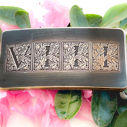 Flora Roman Numeral 8 Bronze Belt Buckle - Steel Toe Studios