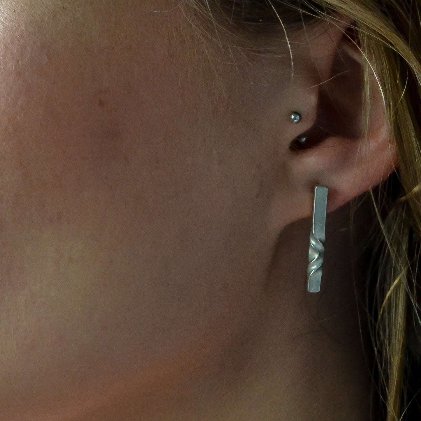minimal sterling studs - geometric silver earrings - earrings for wife - architectural jewelry -modern earrings - everyday earrings