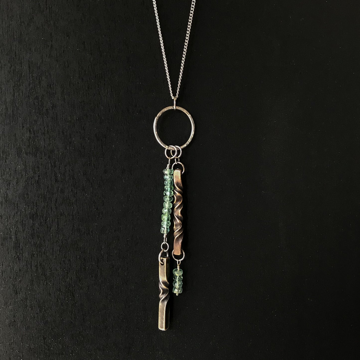 Bronze anniversary gift for her- 8th anniversary jewelry - tourmaline anniversary - handmade modern jewelry - blue/green tourmaline necklace