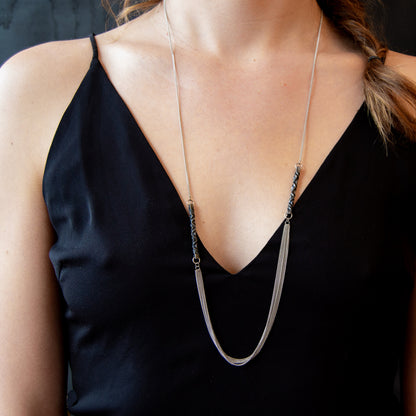 steel anniversary gift for her- stainless steel station necklace - architectural necklace - steel or iron anniversary-  steel necklace