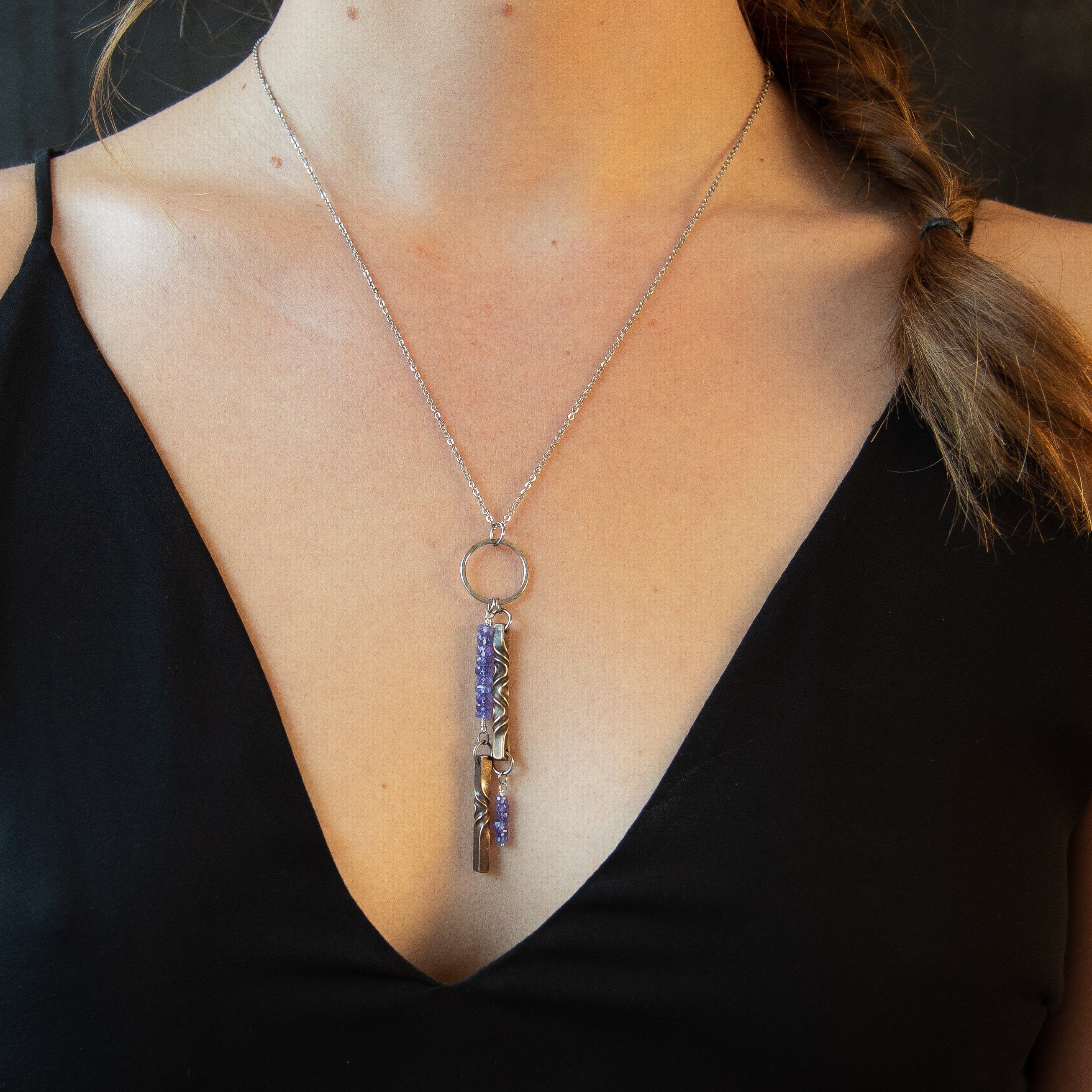 Tanzanite necklace - December birthstone- tanzanitejewelry - handmade modern jewelry