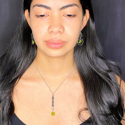 iron and peridot jewelry set, blacksmith made jewelry, peridot jewelry, 6th anniversary gift for wife, peridot bracelet, peridot earrings
