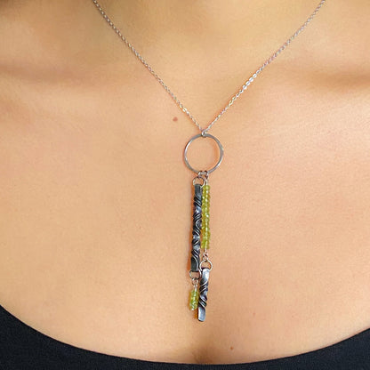 6th anniversary gift for wife, Iron and peridot necklace, iron anniversary gift,  hand forged, peridot jewerly, wedding anniversary gift