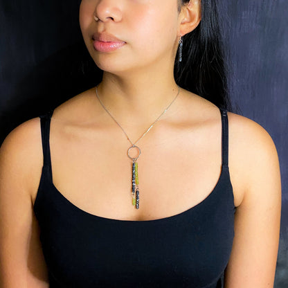 6th anniversary gift for wife, Iron and peridot necklace, iron anniversary gift,  hand forged, peridot jewerly, wedding anniversary gift