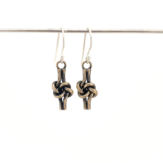 bronze knot earrings and pendant, love knot earrings, friendship knot jewelry, proposal gift, best friend gift