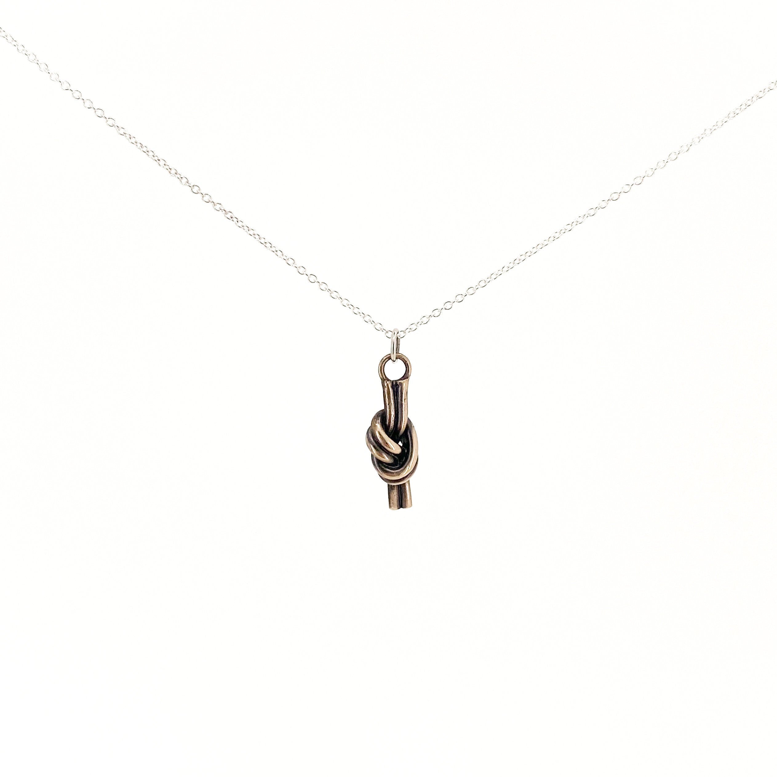 Bronze eternity knot necklace, 8th anniversary gift for wife, romantic love or friendship knot jewelry, bronze hand over hand knot