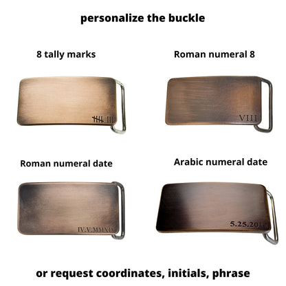 Bronze anniversary gift for husband, personalized bronze belt buckle, 8th anniversary gift for husband, 19th anniversary belt buckle