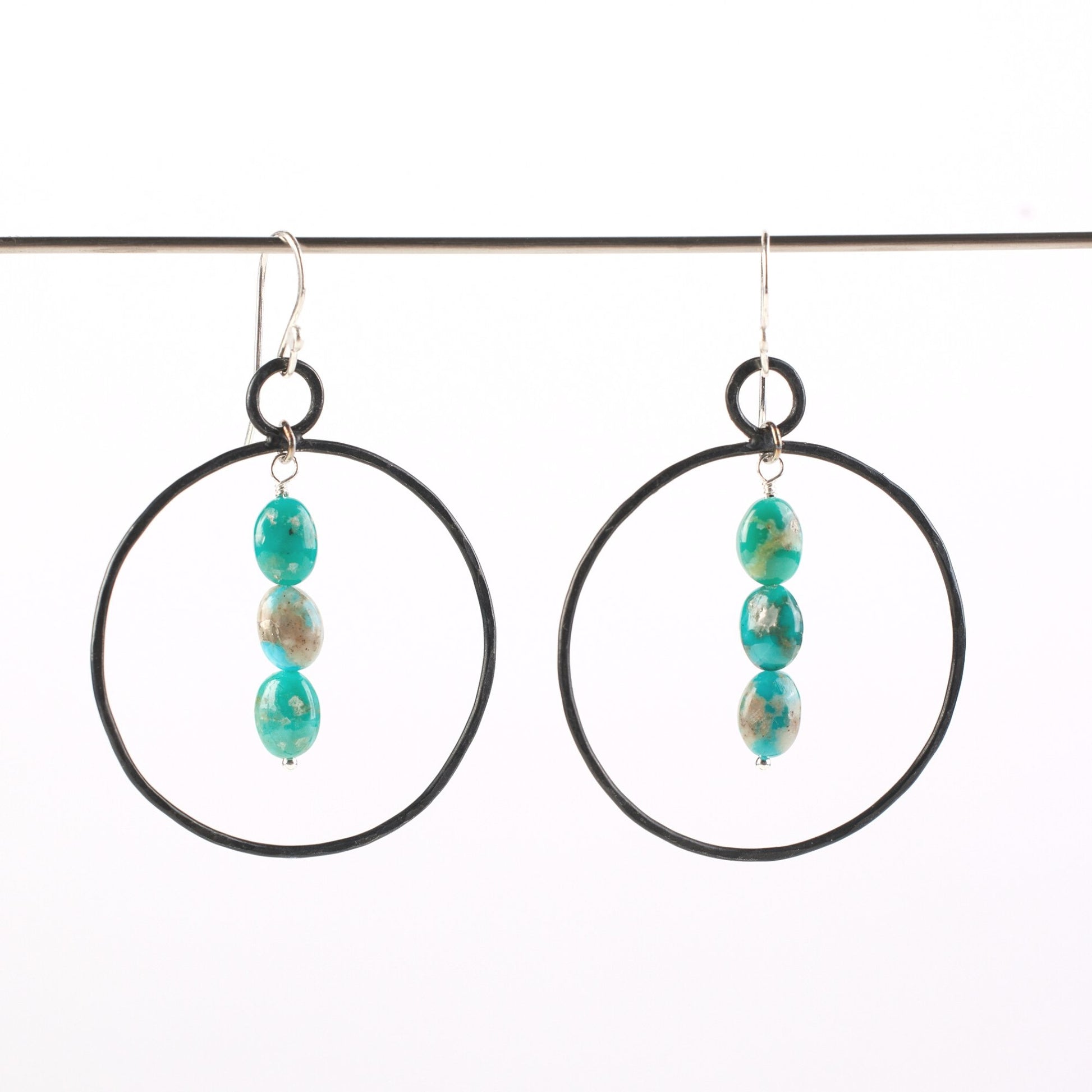 Turquoise stone hoop earrings Clearance