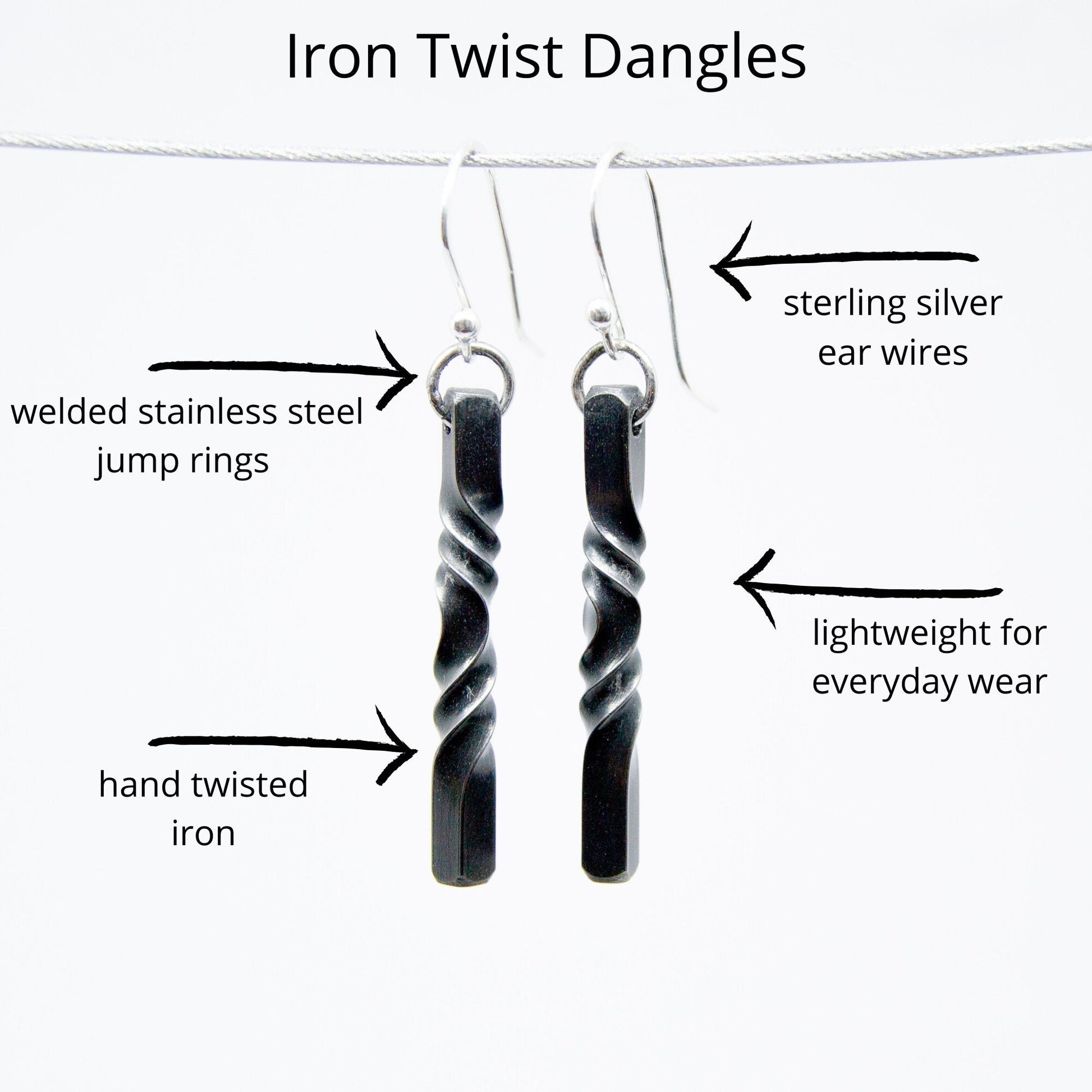 Iron Twist Earrings - Steel Toe Studios