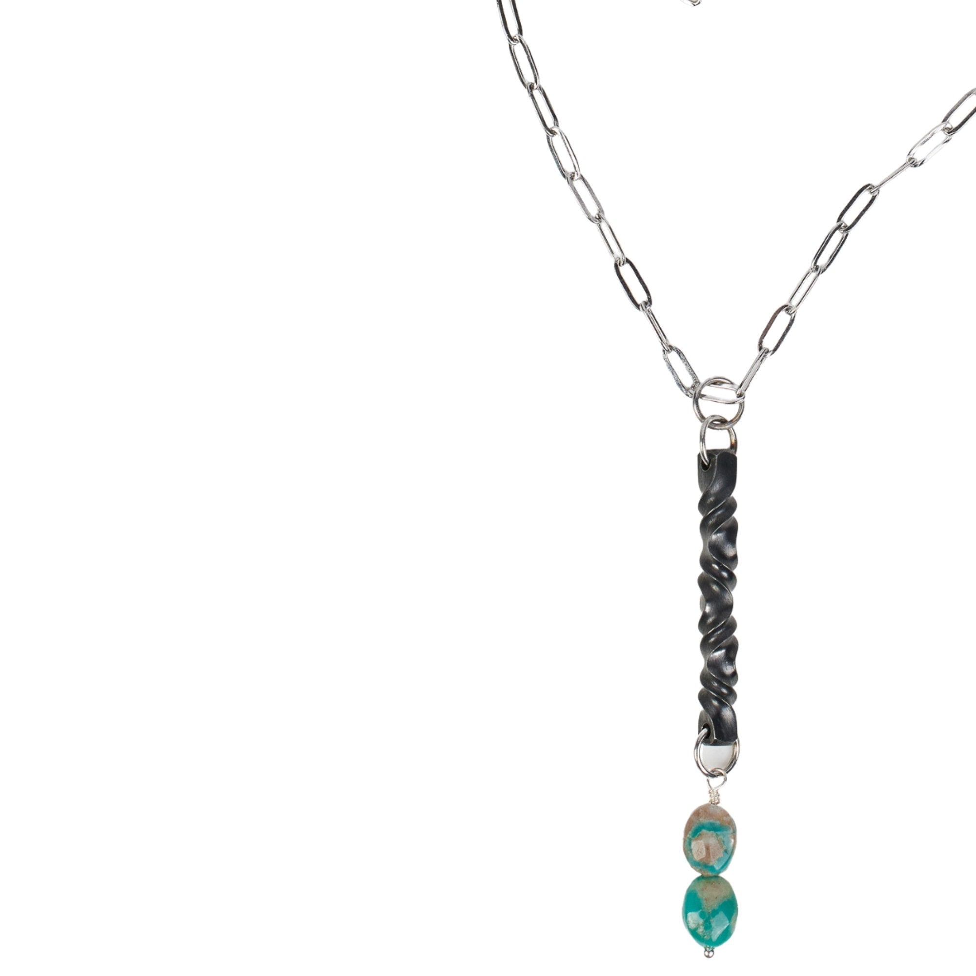 Iron Twist Turquoise Necklace - Steel Toe Studios