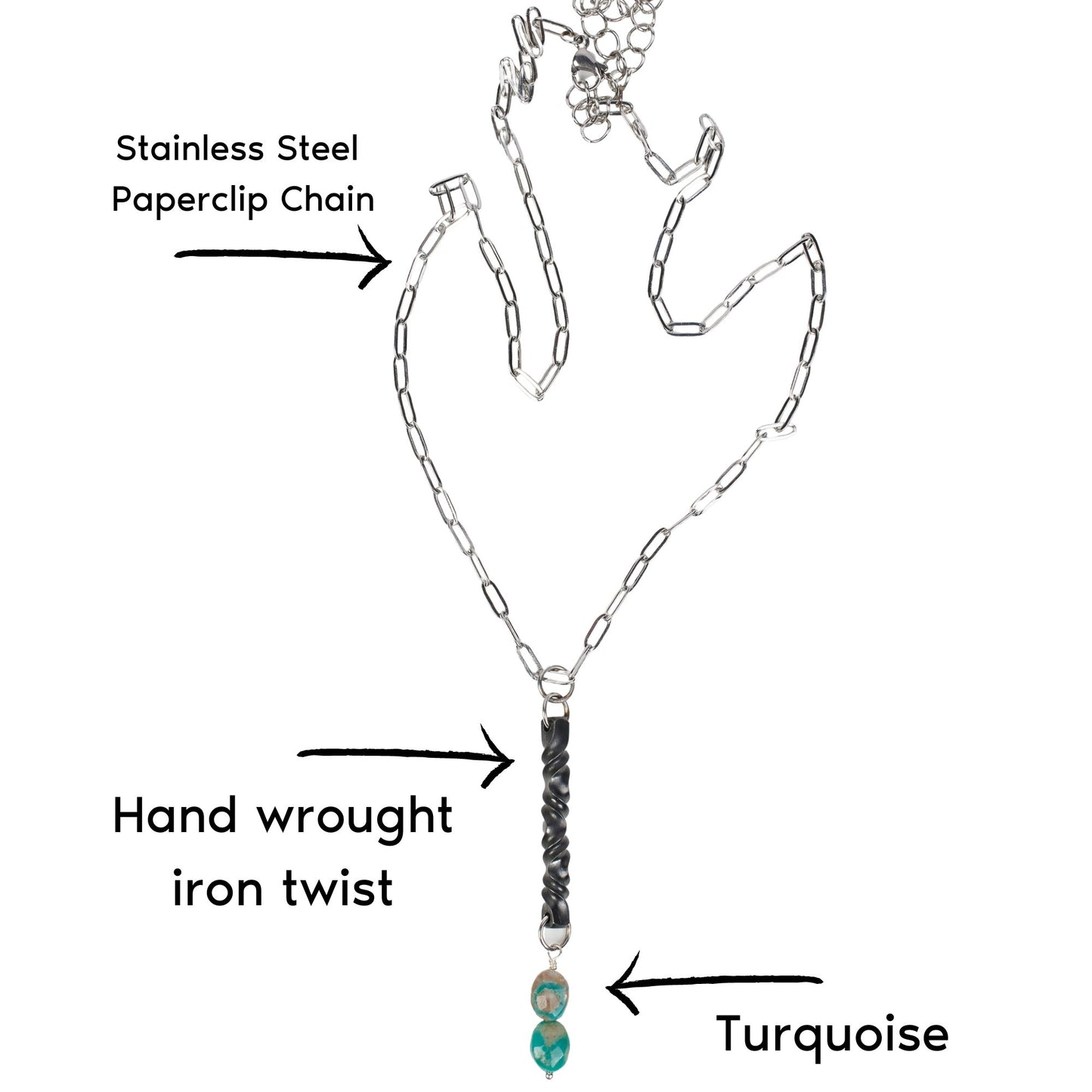 Iron Twist Turquoise Necklace - Steel Toe Studios