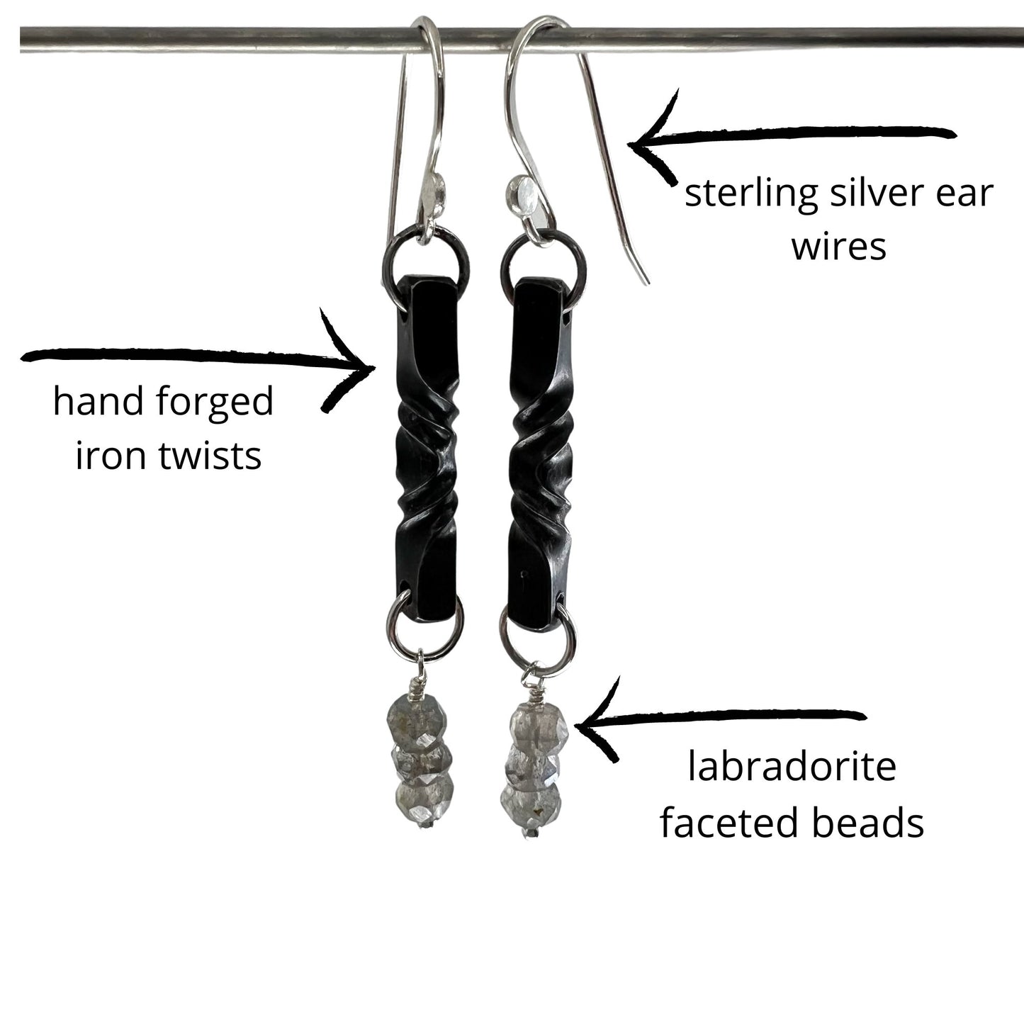 Iron Twist Labradorite Earrings