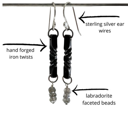 Iron Twist Labradorite Earrings