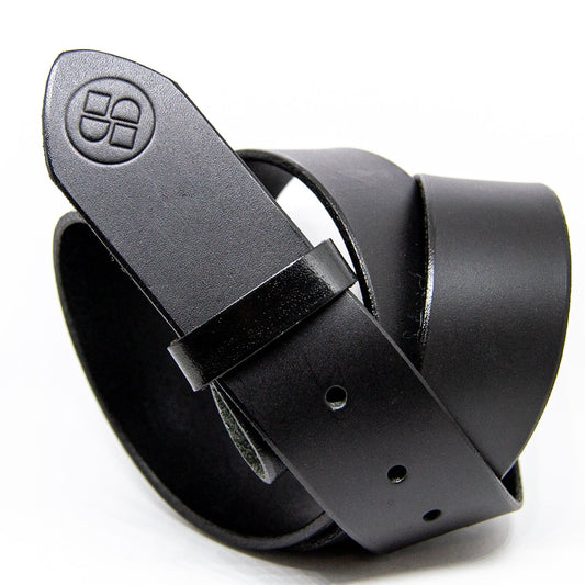 Narrow Black Leather Snap Belt - Steel Toe Studios