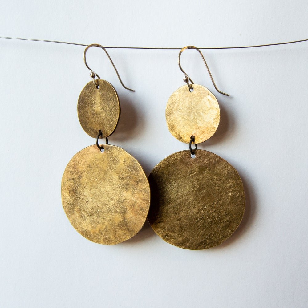 Hammered Bronze Disc Earrings, 8th or store 19th Anniversary Gift, Bronze Anniversary