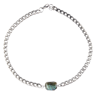Stainless steel chain labradorite choker - Steel Toe Studios