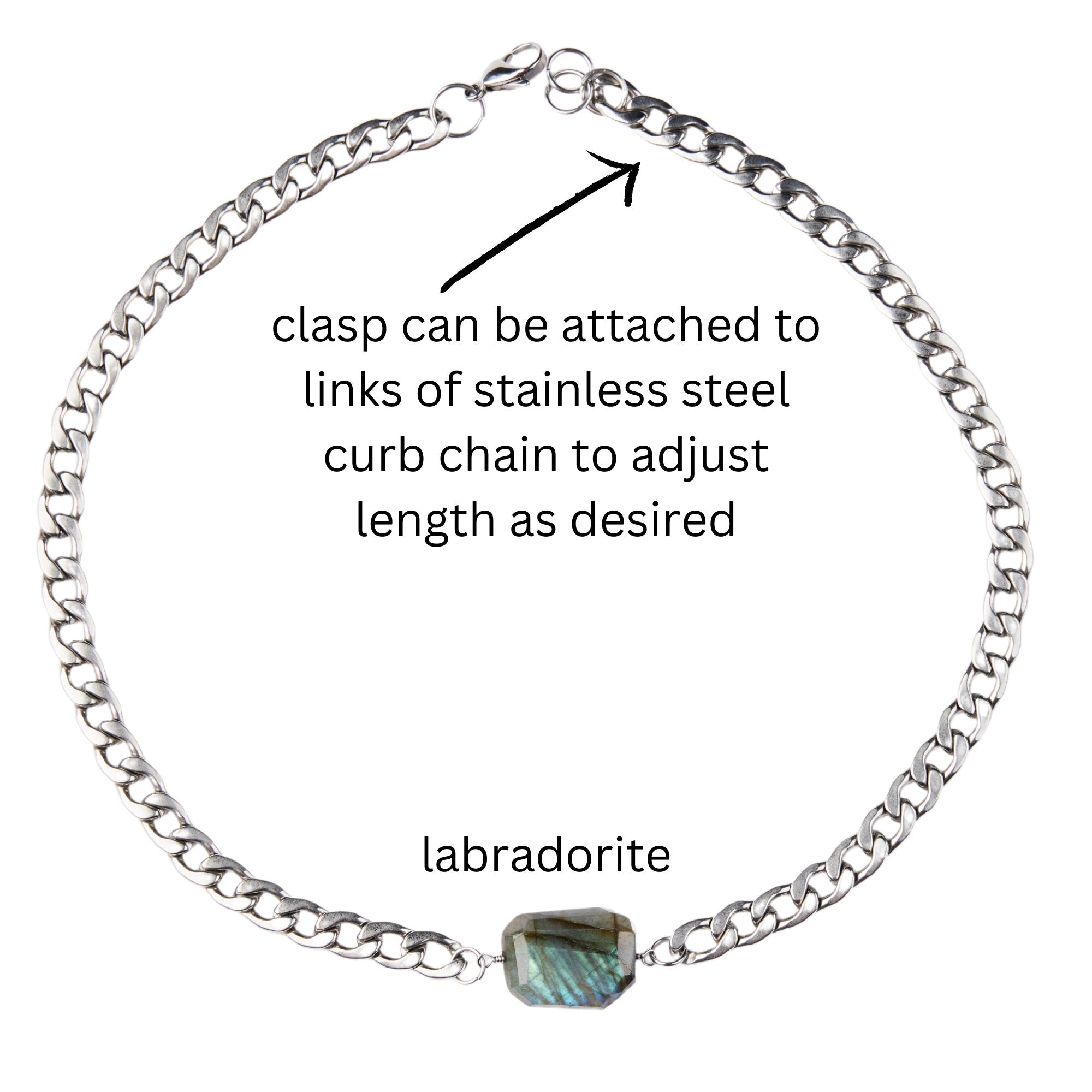 Stainless steel chain labradorite choker - Steel Toe Studios